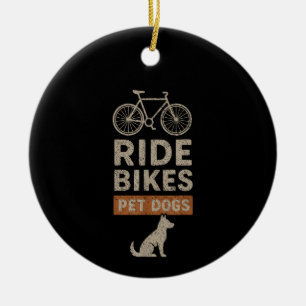 Adorno De Cerámica Andar en Bicicleta Acariciar Perros Amante Diverti