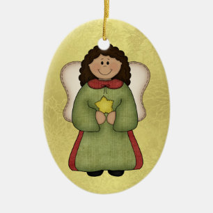 Adorno De Cerámica Ángel afroamericano