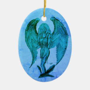Adorno De Cerámica Ángel al estilo tatuaje