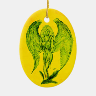 Adorno De Cerámica Ángel al estilo tatuaje