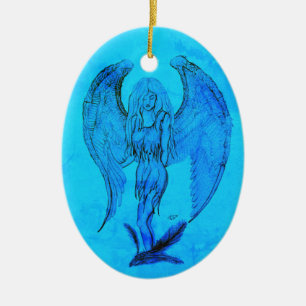 Adorno De Cerámica Ángel al estilo tatuaje