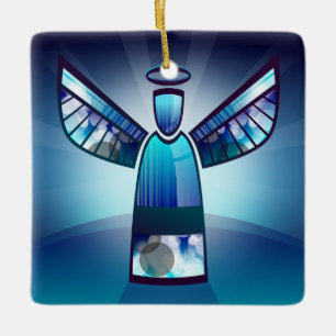 Adorno De Cerámica Ángel azul