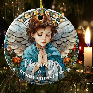 Adorno De Cerámica Angel Blessings Navidades de Vidrio
