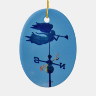 Adorno De Cerámica Angel BLOWING HORN WEATHER VANE