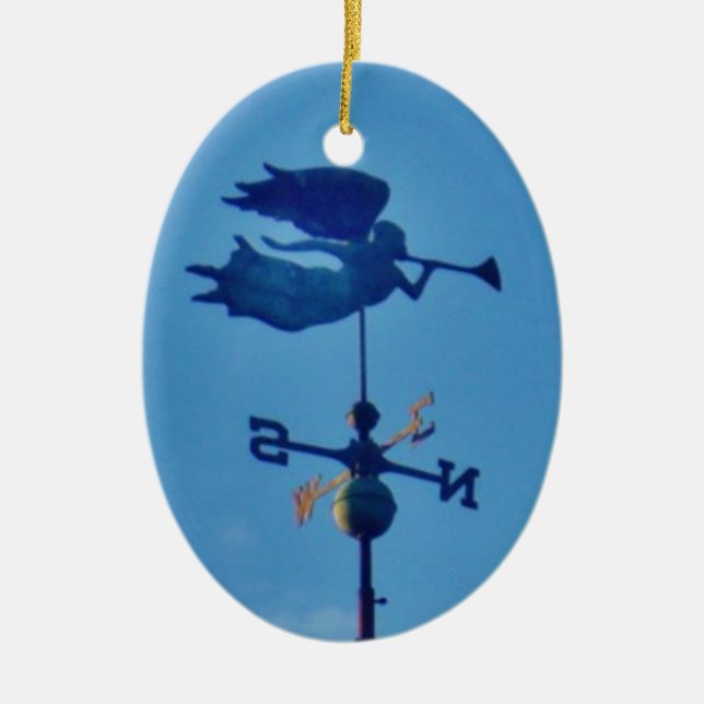 Adorno De Cerámica Angel BLOWING HORN WEATHER VANE (Frente)