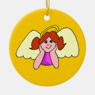 Adorno De Cerámica Ángel Chica Cute Red