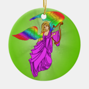 Adorno De Cerámica Ángel con las alas del arco iris
