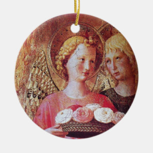 ADORNO DE CERÁMICA ANGEL CON ROSAS