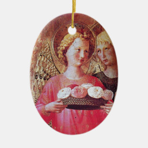 ADORNO DE CERÁMICA ANGEL CON ROSAS