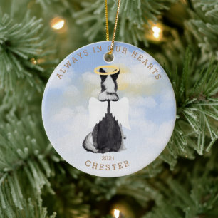 Adorno De Cerámica ángel conmemorativo alas de perros alas foto adorn