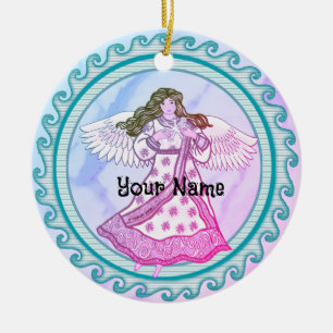 Adorno De Cerámica Ángel cristiano copo de nieve