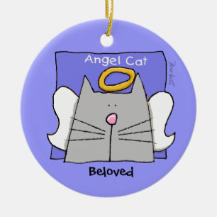 Adorno De Cerámica Ángel de gato azul personalizado
