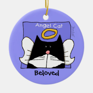 Adorno De Cerámica Ángel de gato de Tuxedo Personalizado