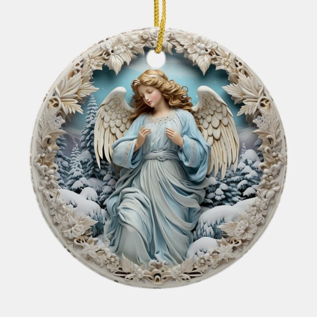 Adorno De Cerámica Ángel de invierno (Frente)