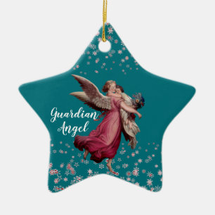 Adorno De Cerámica Ángel de la guarda de niños en estrella del tema d