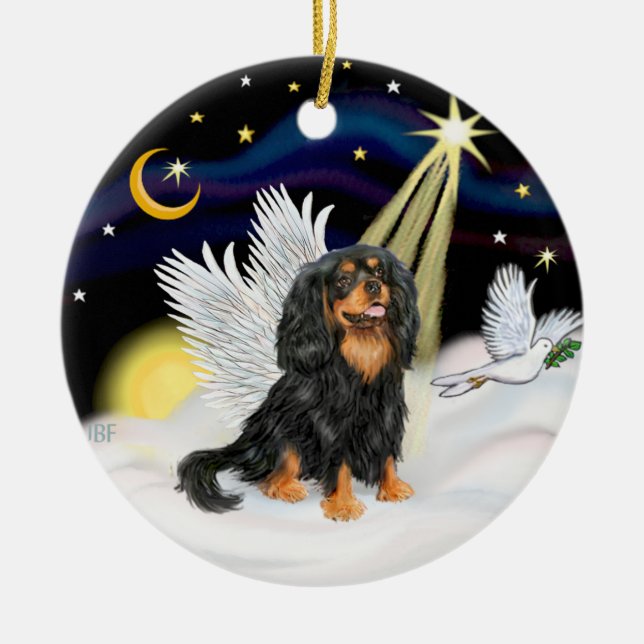 Adorno De Cerámica Ángel de la noche - Cavalier King Charles (tri) (Frente)