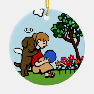 Adorno De Cerámica Ángel de Labrador del chocolate y sonrisa de la