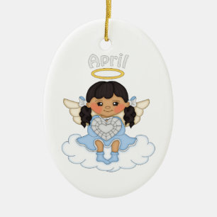 Adorno De Cerámica Ángel de nacimiento de abril negro