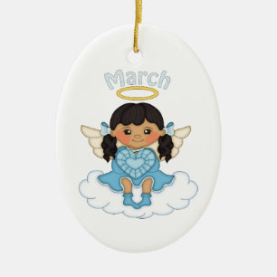 Adorno De Cerámica Ángel de nacimiento negro marzo