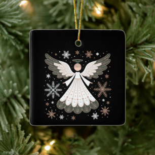 Adorno De Cerámica Ángel de Navidad Brillo Cristiano Xmas Religioso