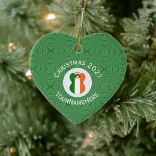 Adorno De Cerámica Ángel de Navidad con Bandera Irlandesa Nombre Año