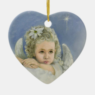 Adorno De Cerámica Ángel de Navidad Corazón