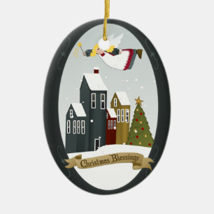 Adorno De Cerámica Ángel de Navidad - Felices Noticias, Bendición de 