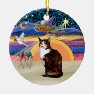 Adorno De Cerámica Ángel de Navidad - Gato calico (Amer. Short Hair)