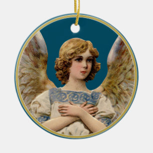 Adorno De Cerámica Ángel de Navidad Vintage Mensaje de Vacaciones Azu