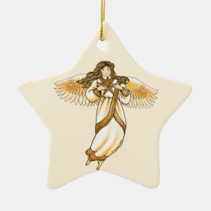 Adorno De Cerámica Ángel de Oro