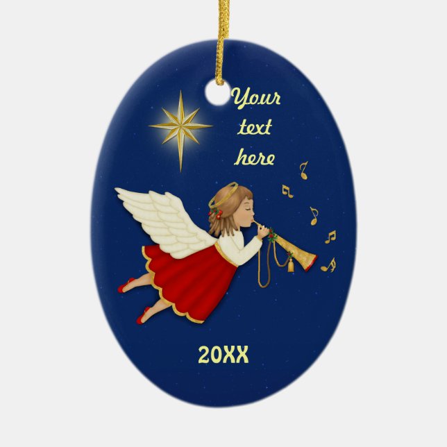 Adorno De Cerámica Ángel de trompeta (Frente)