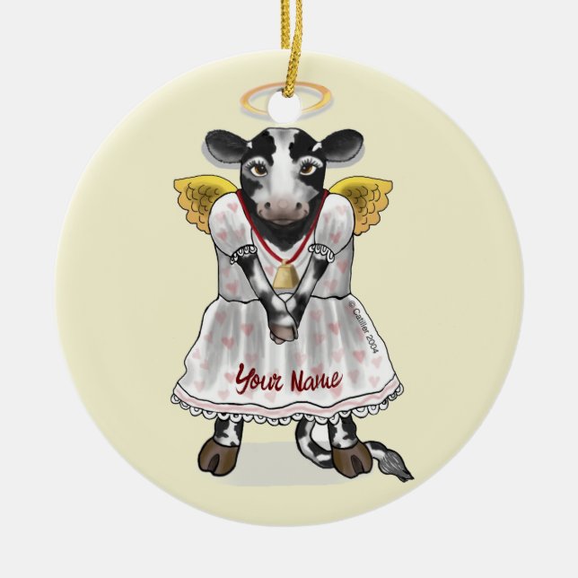 Adorno De Cerámica Ángel de vaca sagrada (Frente)
