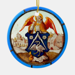 Adorno De Cerámica Ángel de vidrio templado medieval y escudo de arma