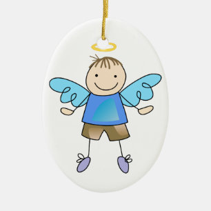 Adorno De Cerámica Ángel del muchacho