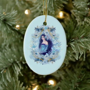 Adorno De Cerámica Ángel Emma con flores Ornament