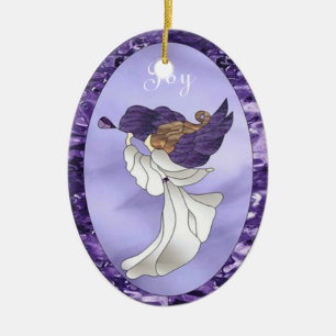 Adorno De Cerámica Ángel en vitral púrpura