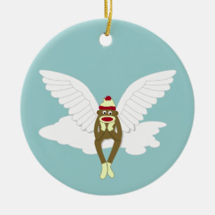 Adorno De Cerámica Ángel guardián del mono de media luna
