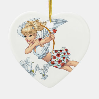 Adorno De Cerámica Ángel lindo del Cupid con la flecha de amor por el