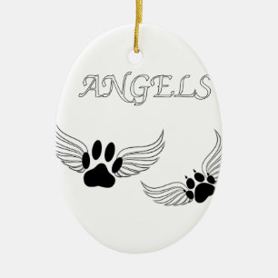 Adorno De Cerámica Angel Mascota Paws