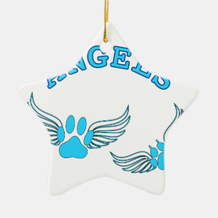 Adorno De Cerámica Ángel Mascota Viñe En Azul