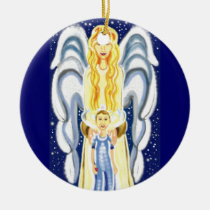 Adorno De Cerámica Ángel navidad con Jesús