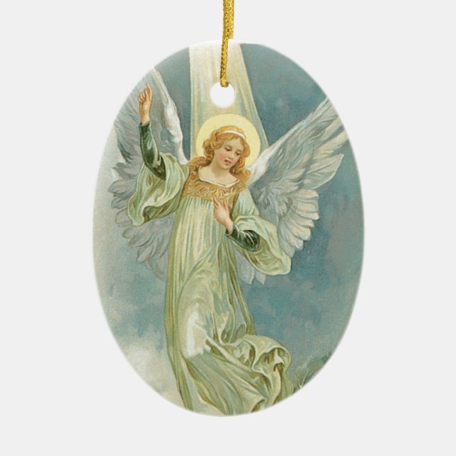 Adorno De Cerámica Ángel navidad - oval (Frente)