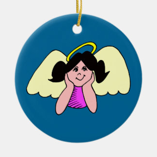 Adorno De Cerámica Ángel Navidades Chicas Cute Dark Haired