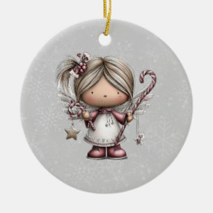 Adorno De Cerámica Ángel Navideño Caprichoso