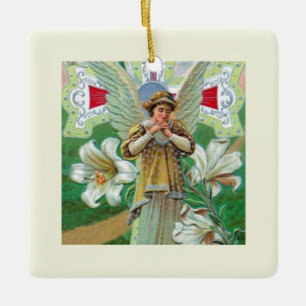 Adorno De Cerámica Ángel rezando