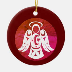 Adorno De Cerámica Ángel rojo-blanco