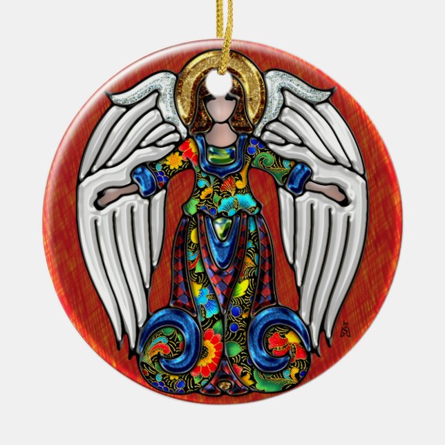 Adorno De Cerámica Ángel ruso (ornamento cerámico personalizado) (Frente)