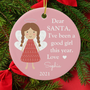 Adorno De Cerámica Ángel Santa He Sido Buena Chica Foto Navidad