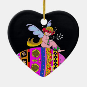 Adorno De Cerámica Ángel y Pysanka