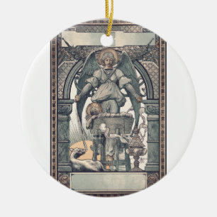 Adorno De Cerámica Ángeles guardianes con Jesús